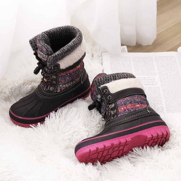 Insulated Snow Kids Waterproof Boots - GREY FUCHSIA - 1
